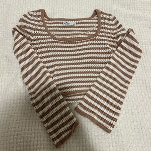 Hollister Brown and White Striped Sweater